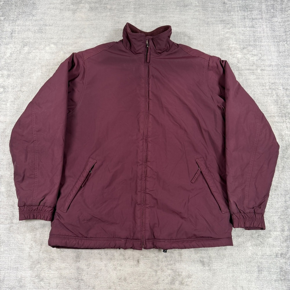 LL Bean Jacket Womens Small Red Warm Up Fleece Lined Full Zip Outdoor Coat